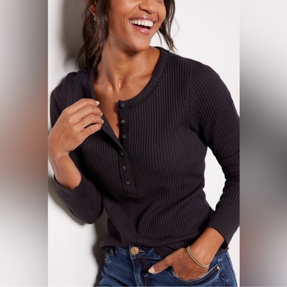 Faherty Tops - FAHERTY Legend Gila Ribbed Long Sleeve Henley Size S